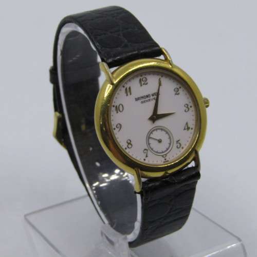 Raymond Weil 9808 quartz 18kt Gold Plated mens watch - 32mm without crown - working