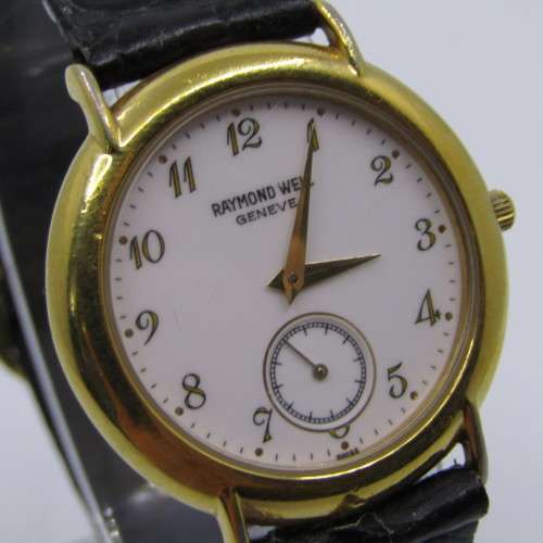 Raymond Weil 9808 quartz 18kt Gold Plated mens watch - 32mm without crown - working