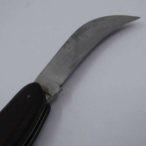 Vintage large pruning knife with wooden handle