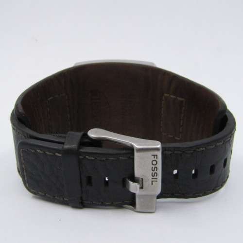 Fossil JR-9991 Quartz mens fashion watch with leather strap - scratched glass - working