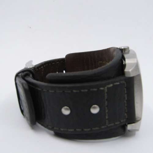 Fossil JR-9991 Quartz mens fashion watch with leather strap - scratched glass - working
