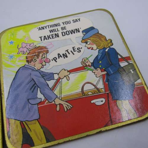 Set of 6 Adult humor cartoon coasters