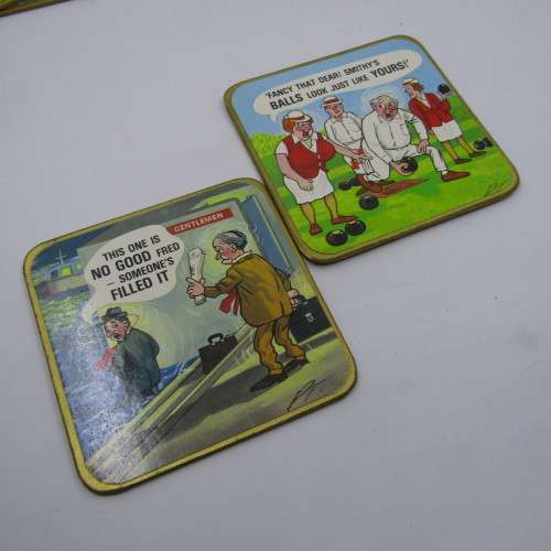 Set of 6 Adult humor cartoon coasters