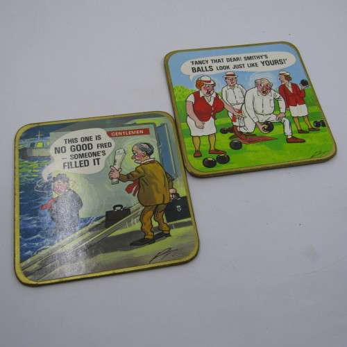 Set of 6 Adult humor cartoon coasters