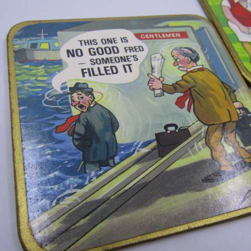 Set of 6 Adult humor cartoon coasters