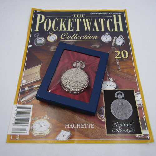 1920`s Style Neptune full hunter Quartz pocket watch - Hachette pocket watch collection #20 - workin