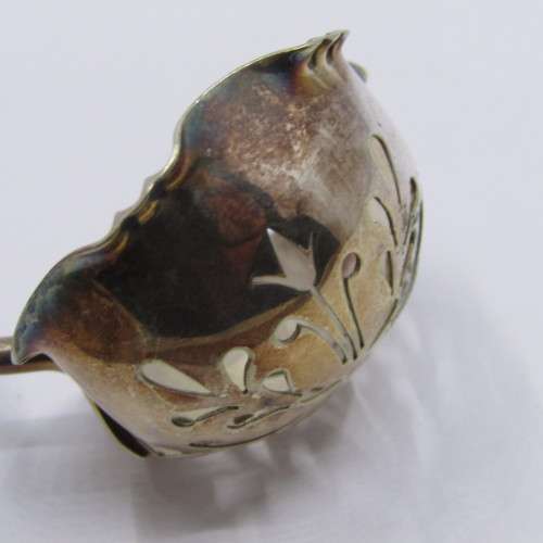 James Dixon silver plated sugar sifter spoon - scans as 90% silver but hallmark indicates silver pla