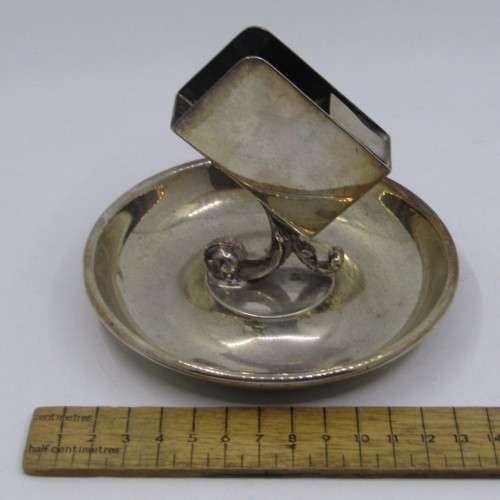 Shipping Line silver plated match stand and ashtray - Alfred Holt and Co. - Blue Funnel Line