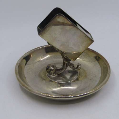 Shipping Line silver plated match stand and ashtray - Alfred Holt and Co. - Blue Funnel Line