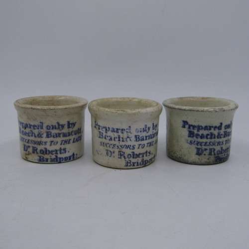 Dr. Roberts Poor Mans Friend ointment - 3 different style pots - one very early  - all in good condi