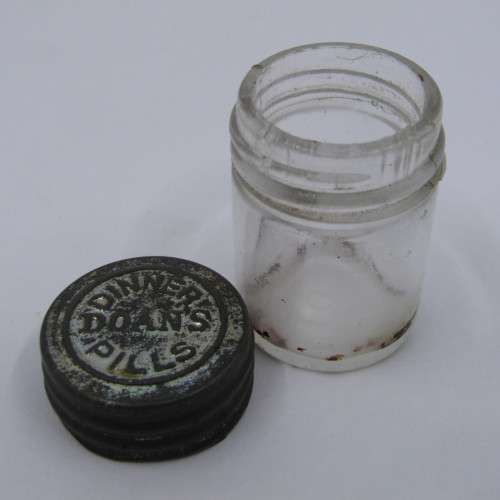 Vintage Doan`s pills glass container with lid