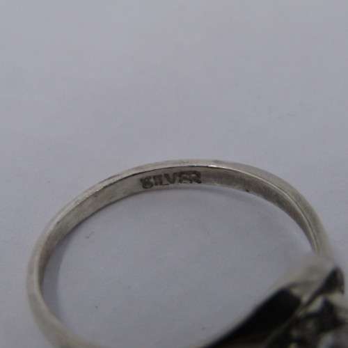 Sterling Silver ring with Cubic Zirconia - weighs 2.7 grams - size Q/8
