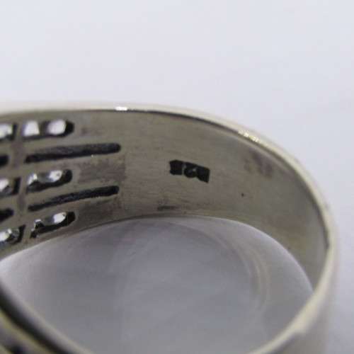 Sterling Silver ring with Cubic Zirconia - weighs 6.6 grams - size T/10