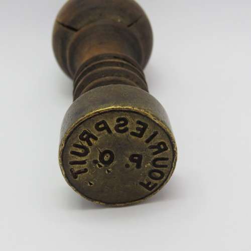 Vintage Fouriespruit Post Office brass wax stamp with wooden handle