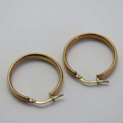 Pair of 1/10th 9kt on sterling silver hoop earrings - Weighs 2,4 g