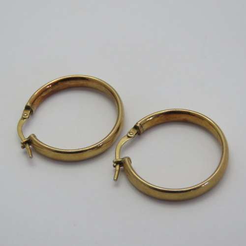 Pair of 1/10th 9kt on sterling silver hoop earrings - Weighs 2,4 g