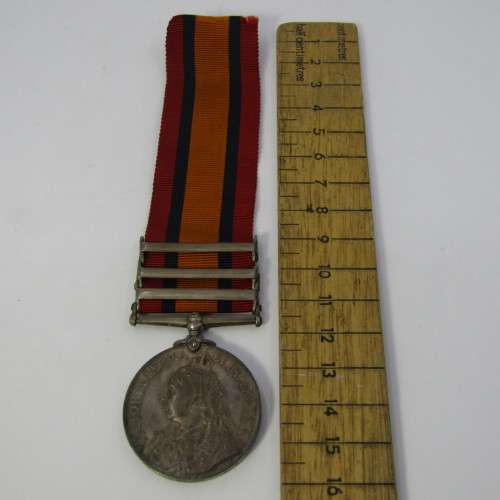 Boer War QSA medal with 3 clasps issued to 26530 Tpr P. van Haght, SA Light Horse - one clasp loose