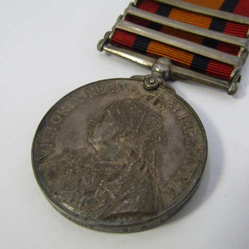 Boer War QSA medal with 3 clasps issued to 26530 Tpr P. van Haght, SA Light Horse - one clasp loose