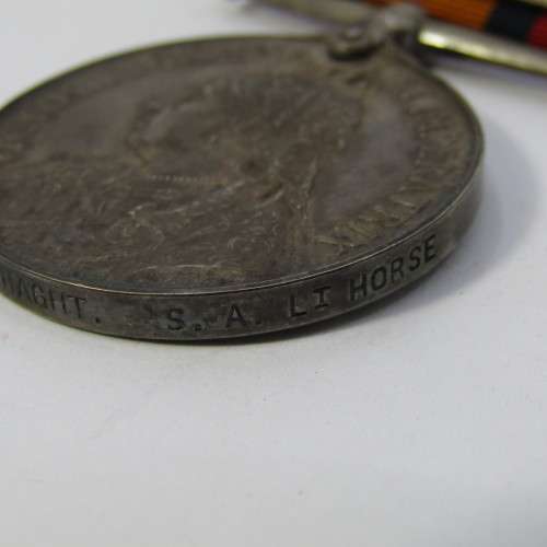 Boer War QSA medal with 3 clasps issued to 26530 Tpr P. van Haght, SA Light Horse - one clasp loose