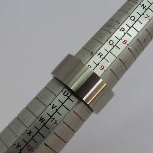 Mens Stainless steel ring with 2 clear stones - Size T 1/2