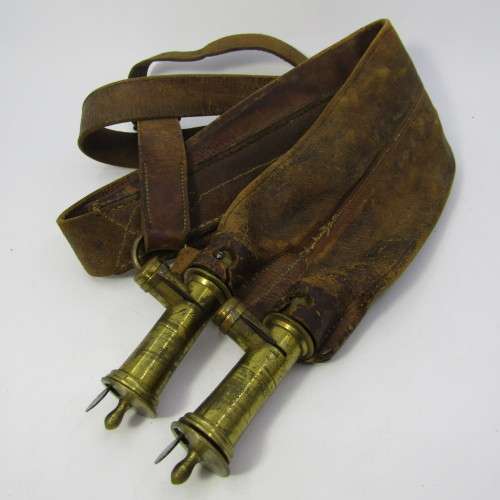 Antique hunting leather double shot snake with shoulder strap