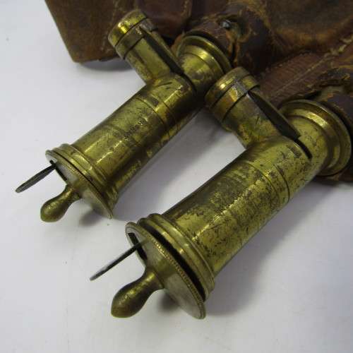 Antique hunting leather double shot snake with shoulder strap