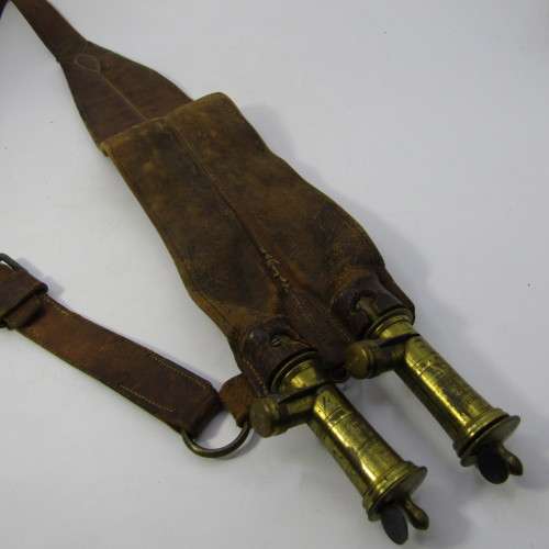 Antique hunting leather double shot snake with shoulder strap
