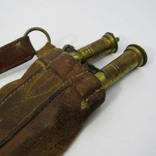 Antique hunting leather double shot snake with shoulder strap