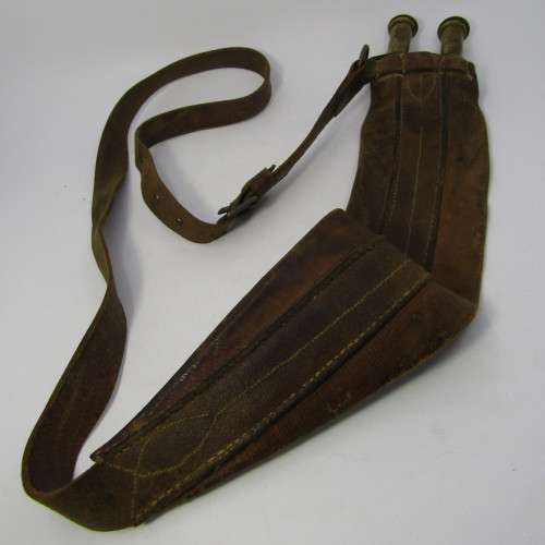 Antique hunting leather double shot snake with shoulder strap