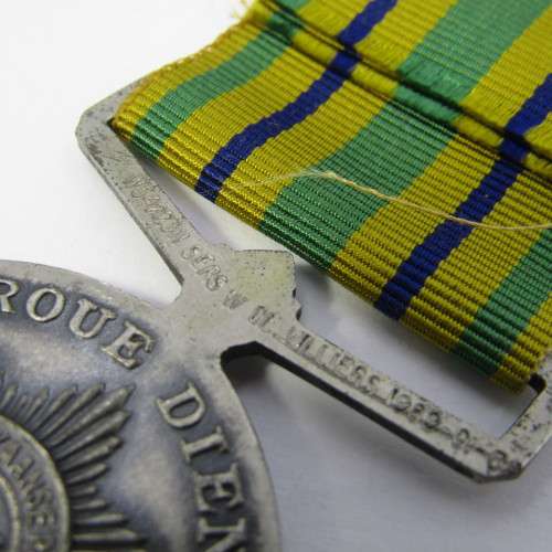 Set of 3 SA Police medals issued to O54223N Sergeant W de Villiers