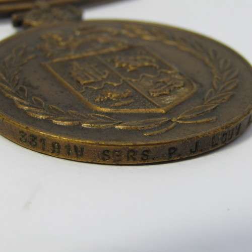 Pair of SA Police faithful service medals - issued to 33191W Sergeant PJ Louw - no ribbons