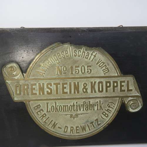 Orenstein and Koppel No.1505 Lokomotivfabrik brass plaque - Railway makers Berlin - Size 39 x 26 cm