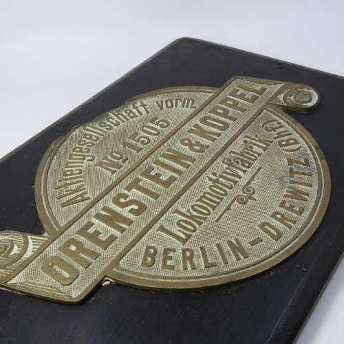 Orenstein and Koppel No.1505 Lokomotivfabrik brass plaque - Railway makers Berlin - Size 39 x 26 cm