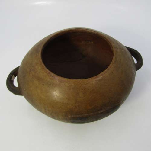 Antique wooden tribal pot with lid - possibly Ovambo