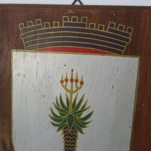 Hand painted Windhoek coat of arms on wooden plaque