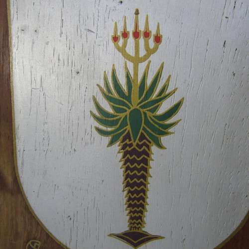 Hand painted Windhoek coat of arms on wooden plaque