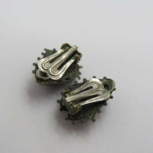 Pair of vintage clip on earrings with black inserts