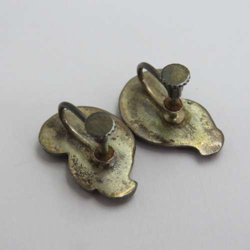 Vintage silver screw on earrings - Weighs 8,0 grams