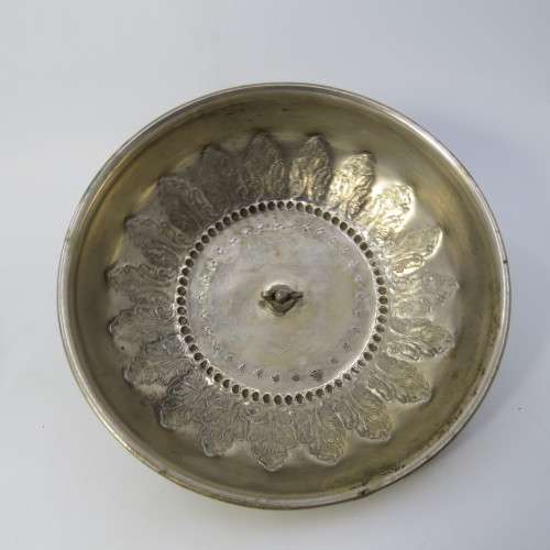 Vintage silverplated butter dish with blue glass inner