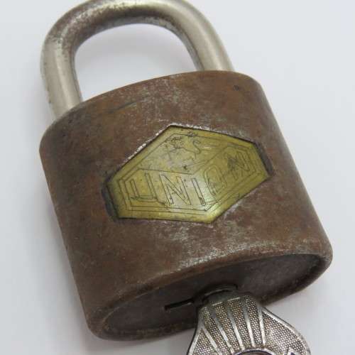 Vintage Union padlock with key