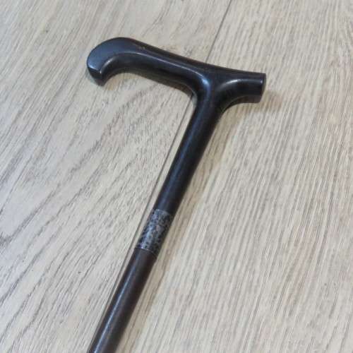 Antique wooden walking stick with silver trimming - Length 88 cm