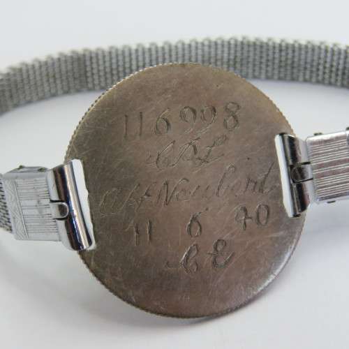 WW2 dogtag bracelet of 116998 Corporal AH Neubert - 11 June 1940 CE
