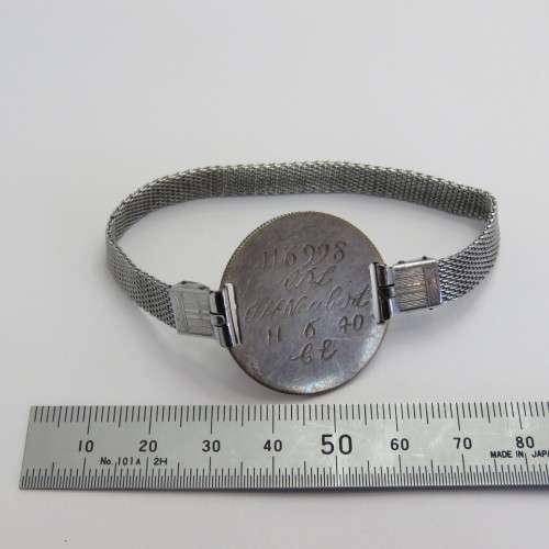 WW2 dogtag bracelet of 116998 Corporal AH Neubert - 11 June 1940 CE