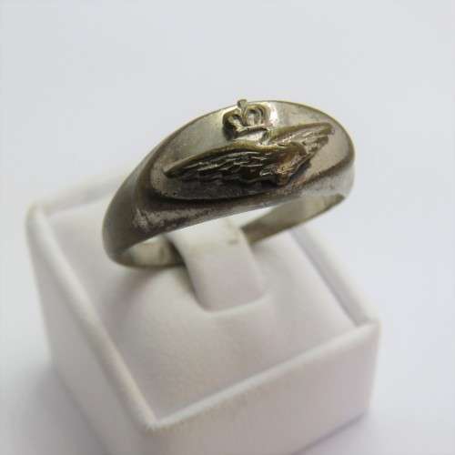 WW2 Royal Air Force ring - Silverplate on brass - Size T