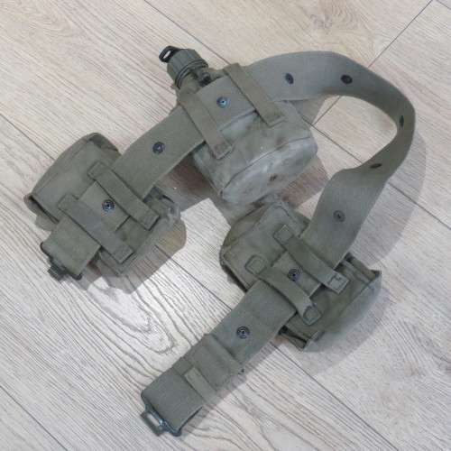 SADF webbing belt with water bottle and ammo pouches - Belt length 111 cm