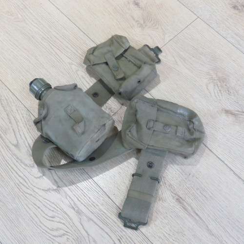 SADF webbing belt with water bottle and ammo pouches - Belt length 111 cm