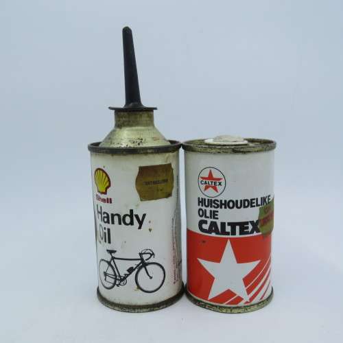 Vintage Shell and Caltex oil cans