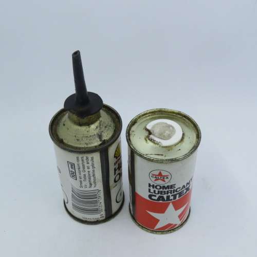 Vintage Shell and Caltex oil cans