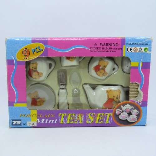 Mini Porcelain tea set - Missing spoon - Teddy bear design
