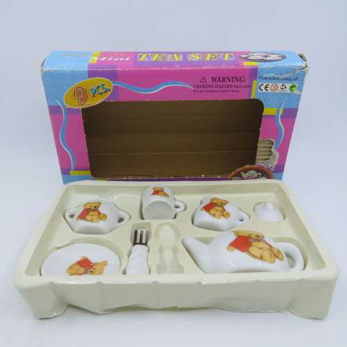 Mini Porcelain tea set - Missing spoon - Teddy bear design